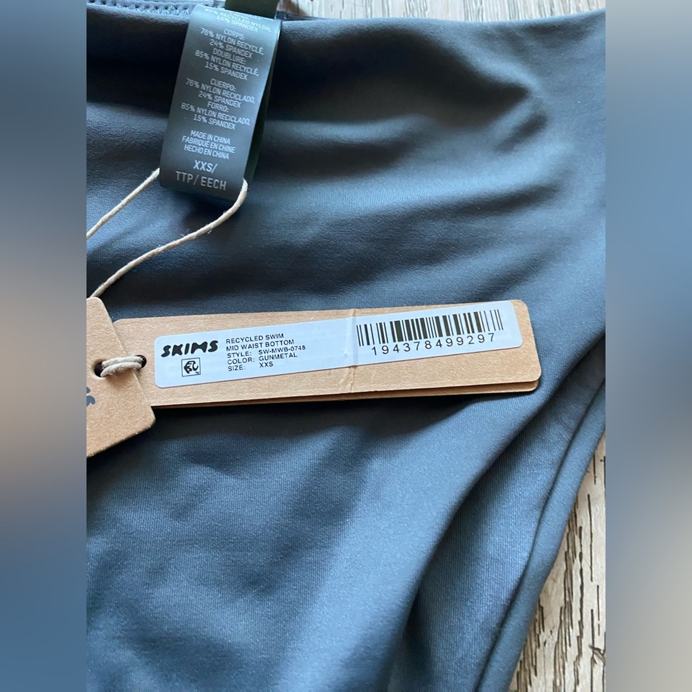 Skims Mid Waist Swim Bottom in Gunmetal NWT - Picture 4 of 4
